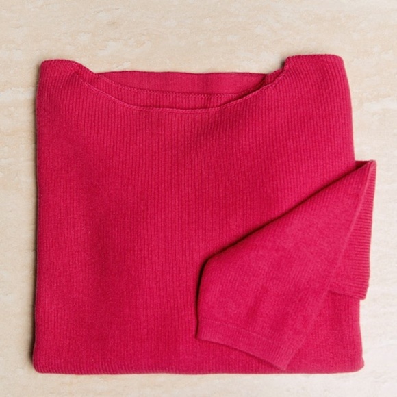 Sézane Clément Merino Wool Cotton Sweater Sz Small Fuchsia Pink French Chic New - Picture 2 of 15